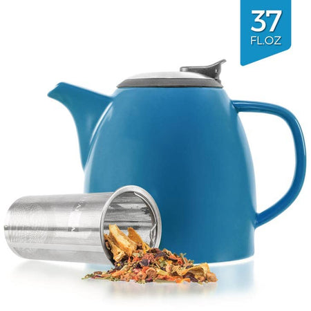 37 oz blue teapot with infuser