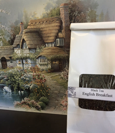 white bag of English Breakfast black tea