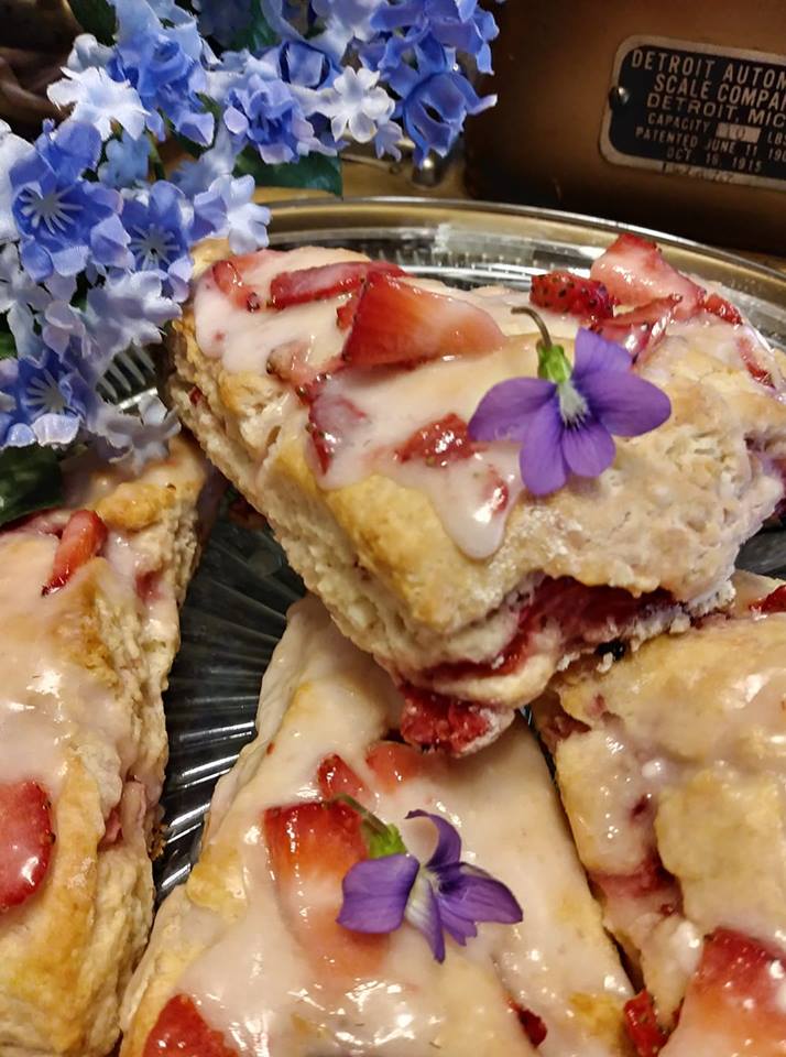 Violets and Strawberry Scones