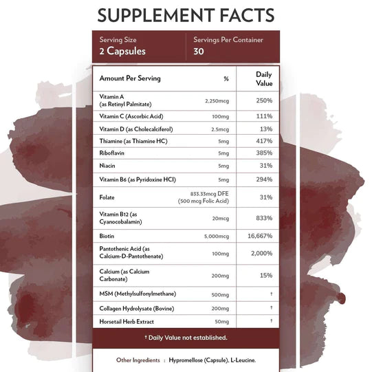 Product label listing the ingredients