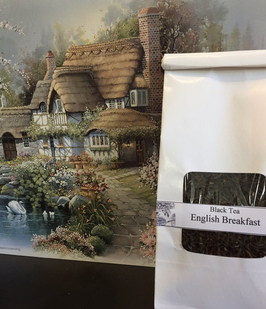 white bag of English Breakfast black tea