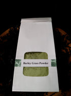 barley grass powder in a white bag