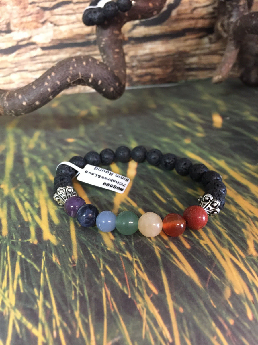 7 charka bracelet with lava beads