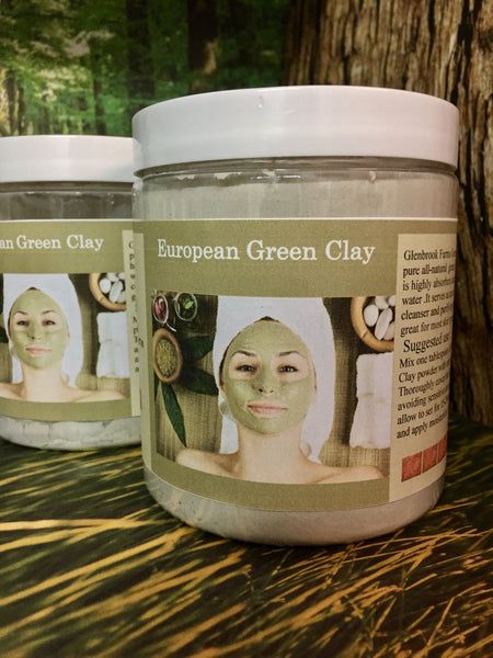 jar of european green clay powder