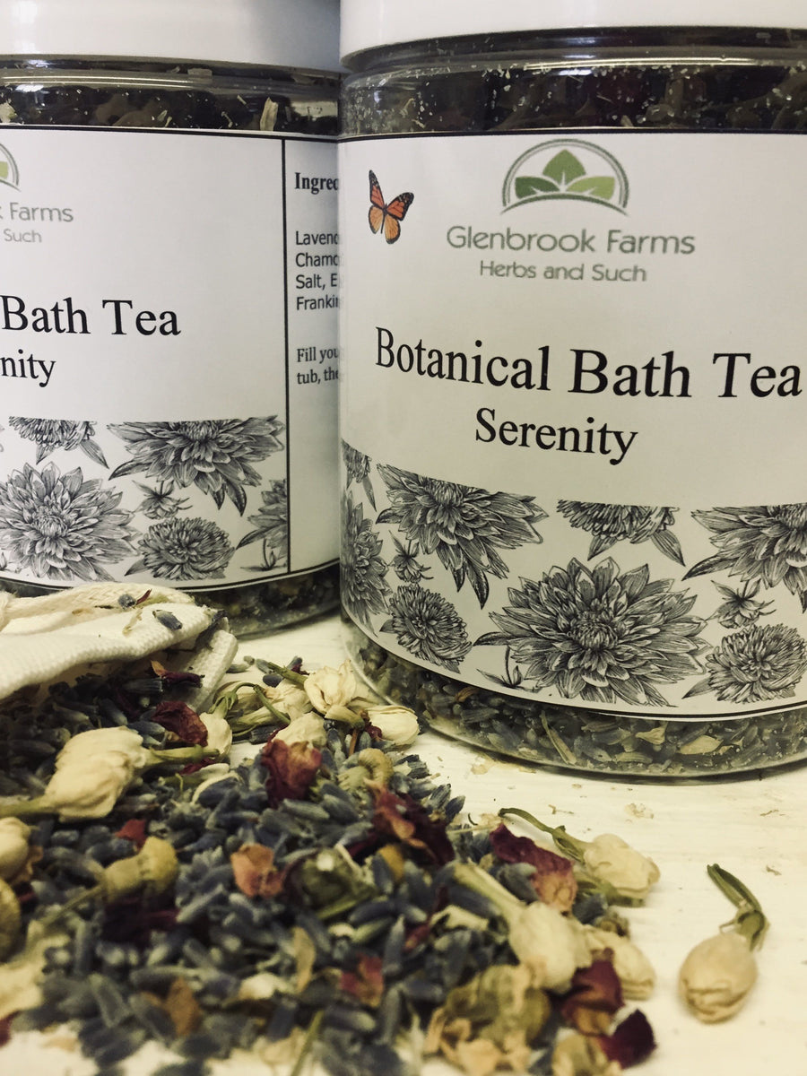 Botanical bath tea in a jar