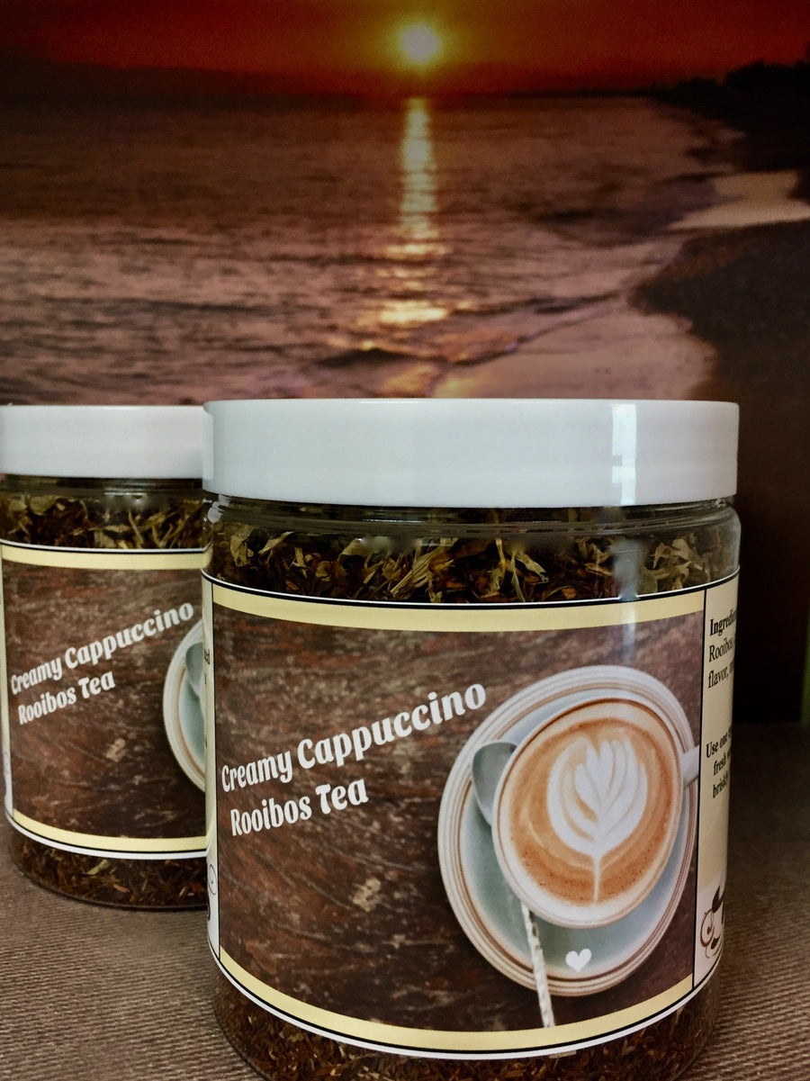 cappuccino rooibos tea in jar