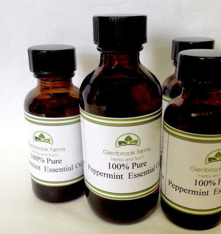 bottle of peppermint essential oil