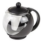 glass teapot with black handle
